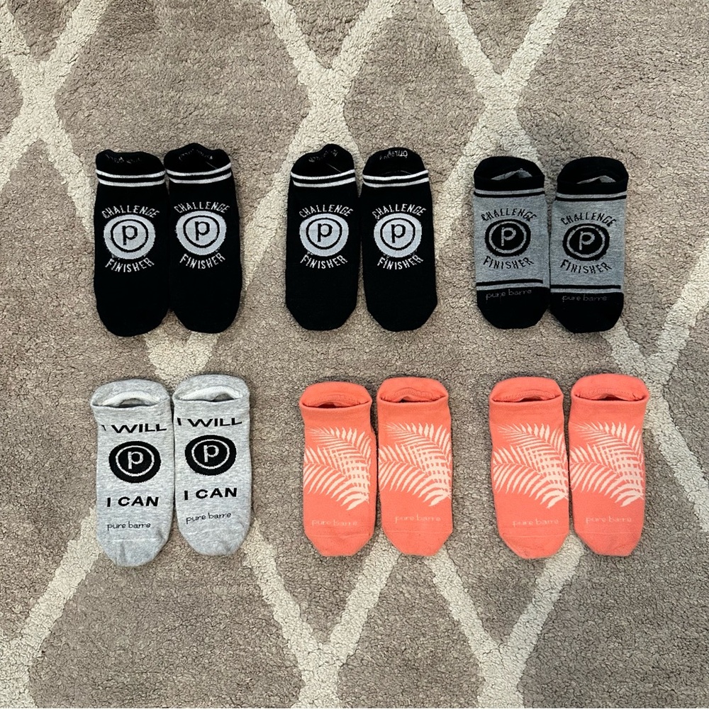 Pure Barre Tavi Sticky Socks Size Medium (LOT OF 6 Pairs)